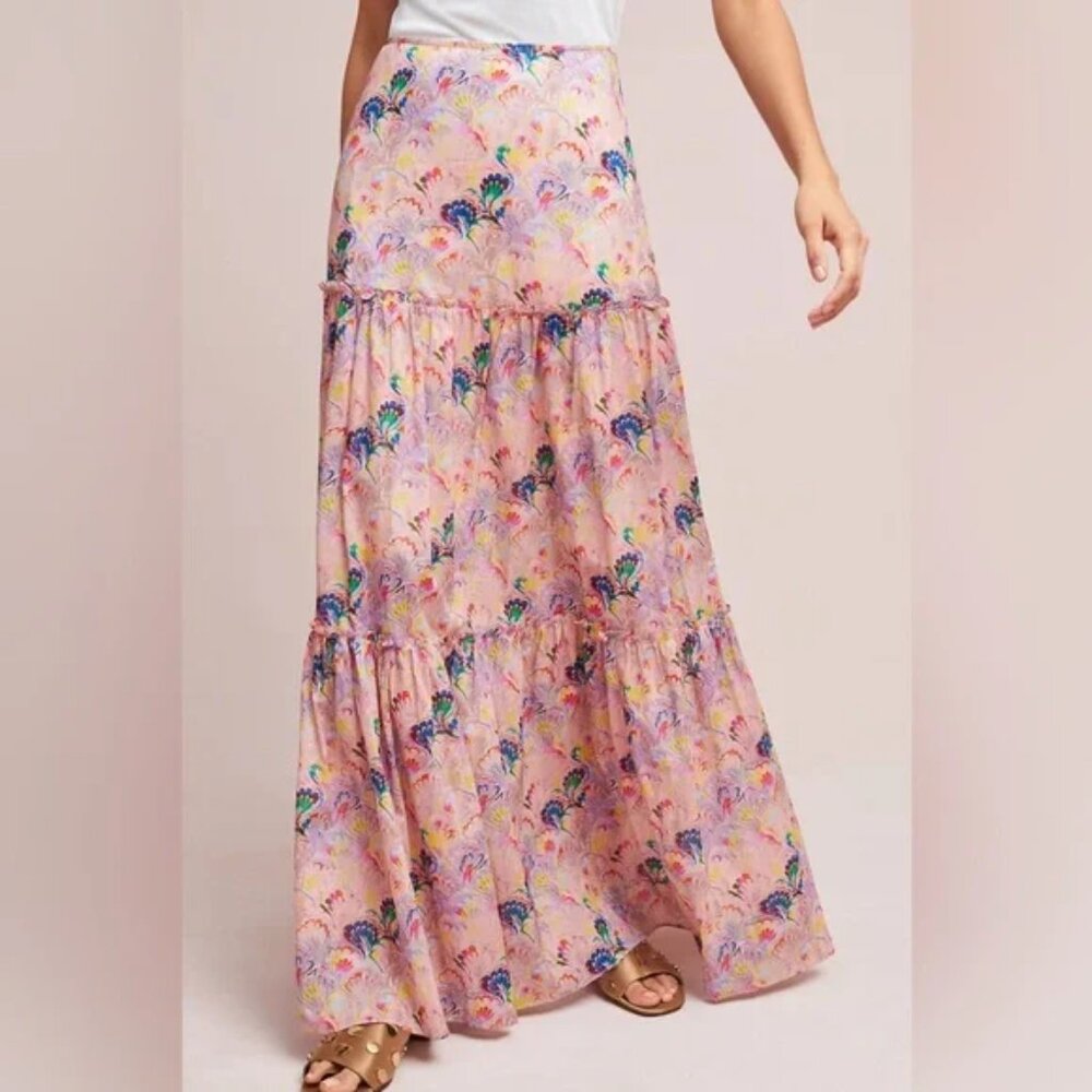 NWOT Cynthia Rowley Havana Printed Tiered Maxi Skirt